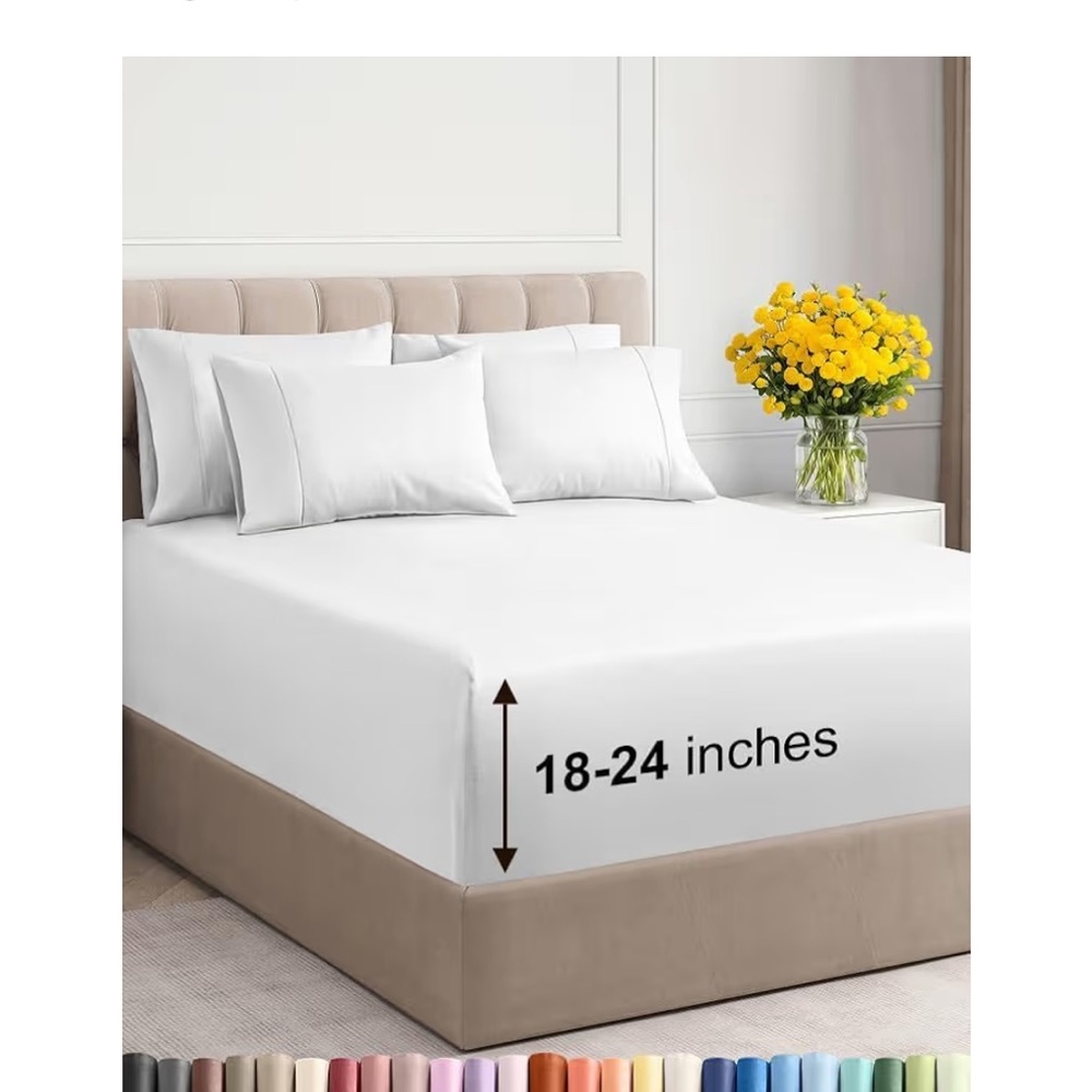 CGK Linens "Queen" 6 Piece Microfiber Deep Pocket Ultra Soft Sheet Set in White